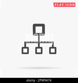 Netzwerkblockdiagramm. Einfaches flaches schwarzes Symbol mit Schatten auf weißem Hintergrund. Piktogramm zur Vektordarstellung Stock Vektor