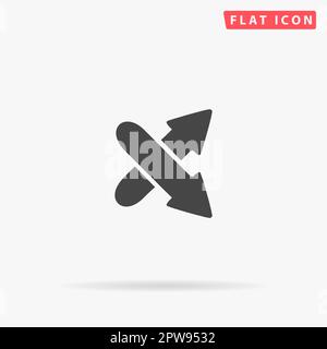 Zwei Pfeile. Wegbeschreibung. Einfaches flaches schwarzes Symbol mit Schatten auf weißem Hintergrund. Piktogramm zur Vektordarstellung Stock Vektor