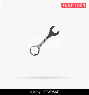 Schraubenschlüssel. Einfaches flaches schwarzes Symbol mit Schatten auf weißem Hintergrund. Piktogramm zur Vektordarstellung Stock Vektor