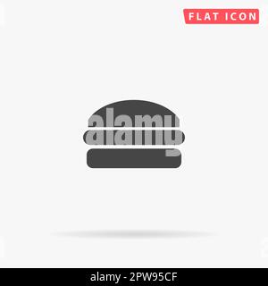 Burger. Einfaches flaches schwarzes Symbol mit Schatten auf weißem Hintergrund. Piktogramm zur Vektordarstellung Stock Vektor