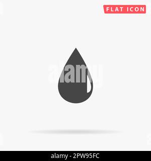 Wassertropfen. Einfaches flaches schwarzes Symbol mit Schatten auf weißem Hintergrund. Piktogramm zur Vektordarstellung Stock Vektor