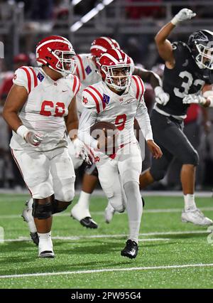 25. Oktober 2019 Bellflower, CA. Top Prep Quarterback Prospect Bryce Young #9 von Hook Dei in Aktion vs. St. John Bosco. Hook dei Monarchs gegen St. John Bosco Braves. Louis Lopez/Modern Exposure/Cal Sport Media. Stockfoto