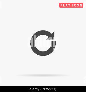 Kreisförmiger Pfeil. Einfaches flaches schwarzes Symbol mit Schatten auf weißem Hintergrund. Piktogramm zur Vektordarstellung Stock Vektor