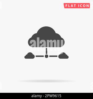 Cloud-Computing-Konzept. Einfaches flaches schwarzes Symbol mit Schatten auf weißem Hintergrund. Piktogramm zur Vektordarstellung Stock Vektor