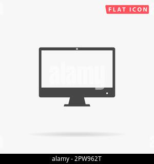 Computerdisplay – Monitor. Einfaches flaches schwarzes Symbol mit Schatten auf weißem Hintergrund. Piktogramm zur Vektordarstellung Stock Vektor