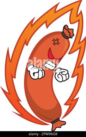 Angry Sausage Charakter und Maskottchen Stock Vektor