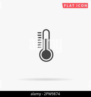 Einfaches Thermometer. Einfaches flaches schwarzes Symbol mit Schatten auf weißem Hintergrund. Piktogramm zur Vektordarstellung Stock Vektor