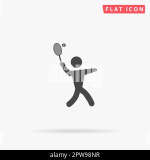 Tennisspieler, Silhouette. Einfaches flaches schwarzes Symbol mit Schatten auf weißem Hintergrund. Piktogramm zur Vektordarstellung Stock Vektor