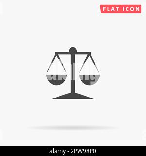 Mechanische Waagen. Einfaches flaches schwarzes Symbol mit Schatten auf weißem Hintergrund. Piktogramm zur Vektordarstellung Stock Vektor