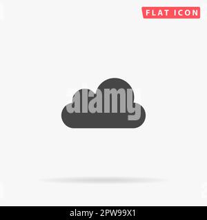 Vektorwolke. Einfaches flaches schwarzes Symbol mit Schatten auf weißem Hintergrund. Piktogramm zur Vektordarstellung Stock Vektor