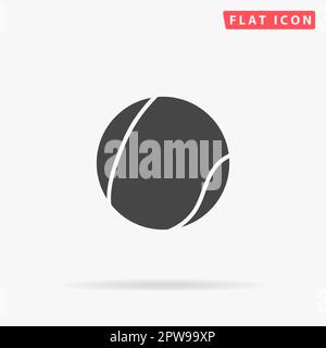 Tennisball. Einfaches flaches schwarzes Symbol mit Schatten auf weißem Hintergrund. Piktogramm zur Vektordarstellung Stock Vektor