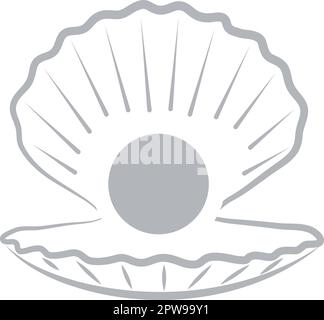 Offene Muschel mit Perlenlogo, Muschellogo, Icon Stock Vektor