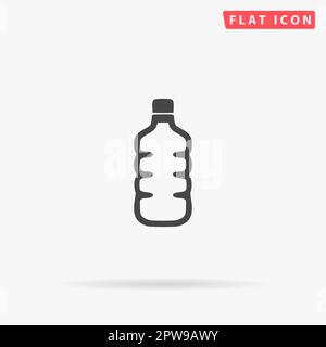 Plastikflasche mit Wasser. Einfaches flaches schwarzes Symbol mit Schatten auf weißem Hintergrund. Piktogramm zur Vektordarstellung Stock Vektor