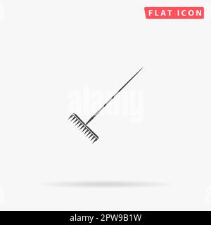 Rechen. Einfaches flaches schwarzes Symbol mit Schatten auf weißem Hintergrund. Piktogramm zur Vektordarstellung Stock Vektor