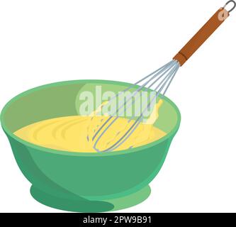 Detaillierter Whisk oder Eierschläger in der Teigabbildung Stock Vektor