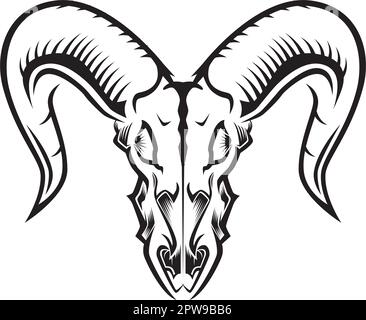 Ziegenschädel-Illustration mit Silhouette-Stil Stock Vektor
