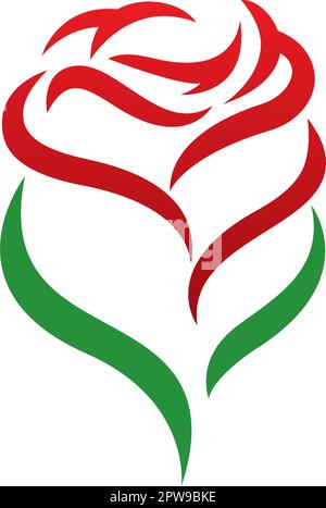 Einfache Rosenblüten und Blätter Stock Vektor