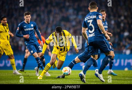 Bochum, Deutschland. 28. April 2023. Youssoufa Moukoko (BVB) VfL Bochum - Borussia Dortmund 28.04.2023 Copyright (nur für journalistische Zwecke) von: Stockfoto