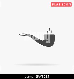 Rauchtabakpfeife. Einfaches flaches schwarzes Symbol mit Schatten auf weißem Hintergrund. Piktogramm zur Vektordarstellung Stock Vektor
