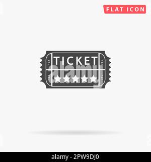 Oldtimer-Ticket. Einfaches flaches schwarzes Symbol mit Schatten auf weißem Hintergrund. Piktogramm zur Vektordarstellung Stock Vektor