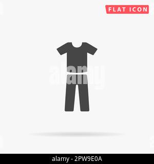 Uniform - Hosen und T-Shirt. Einfaches flaches schwarzes Symbol mit Schatten auf weißem Hintergrund. Piktogramm zur Vektordarstellung Stock Vektor