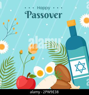 Happy Passover Jüdischer Feiertag Soziale Medien Hintergrund Illustration Cartoon Handgezeichnete Vorlagen Stock Vektor