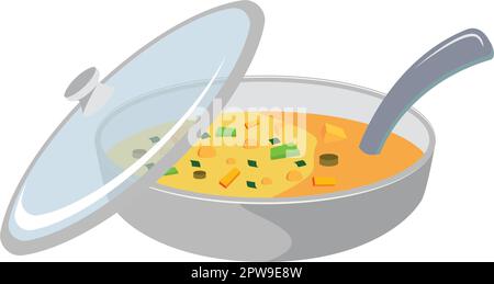Detaillierte Suppe mit der Topfabbildung Stock Vektor