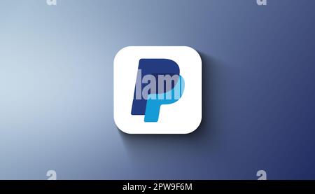 Agadir, Marokko – April 2023: PayPal-Logo in einem abgestuften Hintergrund Stockfoto