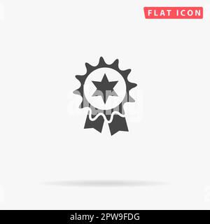 Auszeichnung. Einfaches flaches schwarzes Symbol mit Schatten auf weißem Hintergrund. Piktogramm zur Vektordarstellung Stock Vektor