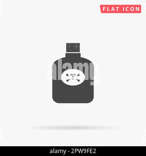 Eine Flasche Gift. Einfaches flaches schwarzes Symbol mit Schatten auf weißem Hintergrund. Piktogramm zur Vektordarstellung Stock Vektor