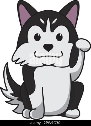 Süßer Husky-Hund mit Grußgesten-Illustration Stock Vektor