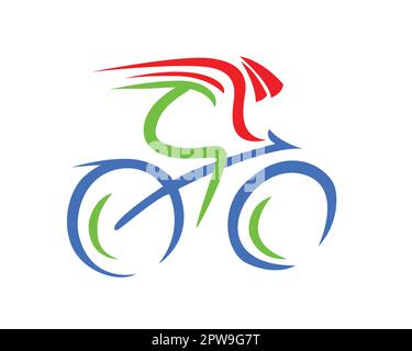 Schlichtes ein Mann Cycling Symbol mit Silhouette Stil Stock Vektor