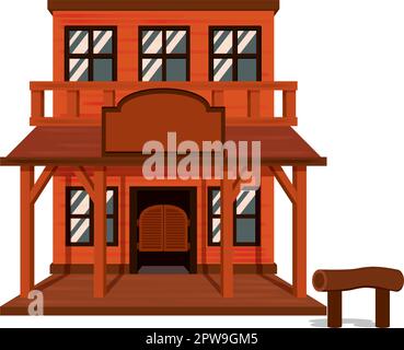 Detaillierter Western Saloon und Bar Illustration Stock Vektor