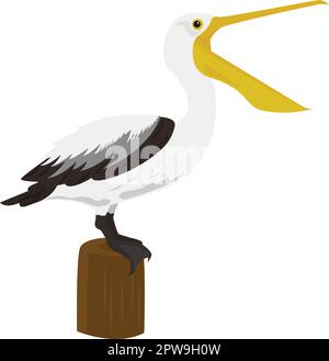 Pelikan im Stehen mit offenem Mund Illustration Stock Vektor