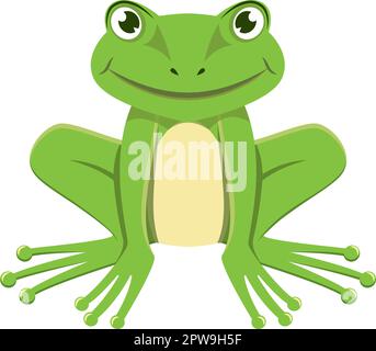 Detailgetreuer grüner Frosch mit Cartoon-Style Stock Vektor