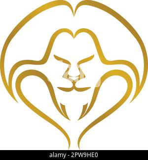 Einfaches und kreatives goldenes Löwenkopfsymbol Stock Vektor
