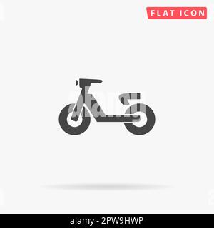 Roller oder Moped. Einfaches flaches schwarzes Symbol mit Schatten auf weißem Hintergrund. Piktogramm zur Vektordarstellung Stock Vektor