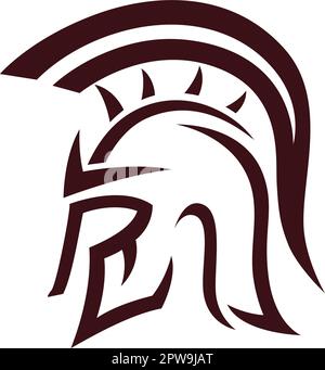 Spartan Helm und mutige Symbol Silhouette Stock Vektor