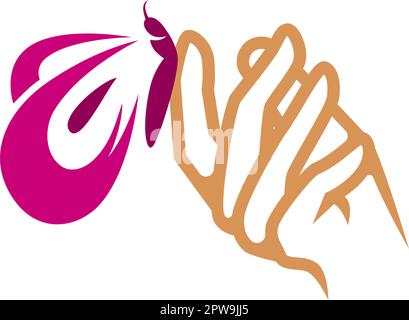 Ein Schmetterling auf der Hand Illustration Stock Vektor