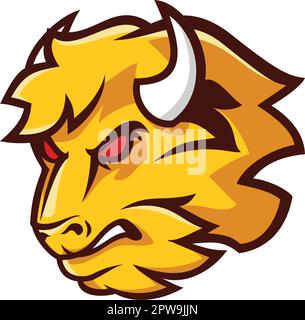 Angry Bull Head Maskottchen und Illustration Stock Vektor