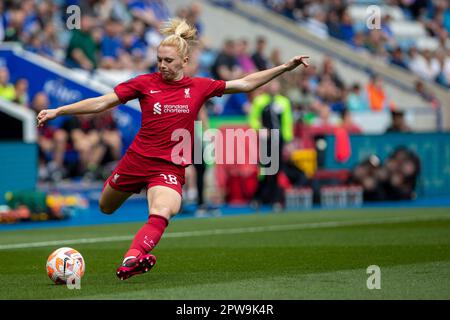 Leicester, Großbritannien. 29. April 2023. Ceri Holland während des Barclays FA WSL-Spiels zwischen Leicester City und Liverpool im King Power Stadium. Kredit: Ryan Asman/Alamy Live News Stockfoto