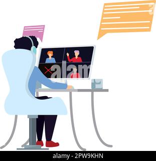 Ein Mann, der eine Videokonferenz-Illustration hat Stock Vektor