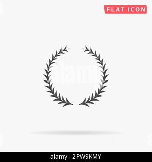 Ein einfacher Laurel-Kranz. Einfaches flaches schwarzes Symbol mit Schatten auf weißem Hintergrund. Piktogramm zur Vektordarstellung Stock Vektor