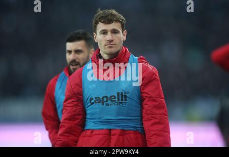 Münster, Deutschland. 28. April 2023. firo : 04/28/2023-Fußball, Fußball, Saison der Regionalliga, 2022/2023, Regionalliga West, Rückflug, 32. Spieltag SC Preussen Munster, SCP, Preussen Münster - Fortuna Köln 1:3 Jules Schwadorf Kredit: dpa/Alamy Live News Stockfoto