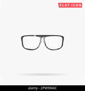 Einfache Brille. Einfaches flaches schwarzes Symbol mit Schatten auf weißem Hintergrund. Piktogramm zur Vektordarstellung (1) Stock Vektor