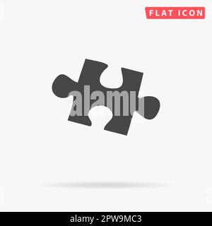 Einfaches Puzzle. Einfaches flaches schwarzes Symbol mit Schatten auf weißem Hintergrund. Piktogramm zur Vektordarstellung Stock Vektor