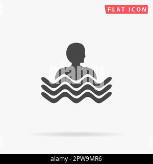 Swimmingpool. Einfaches flaches schwarzes Symbol mit Schatten auf weißem Hintergrund. Piktogramm zur Vektordarstellung Stock Vektor