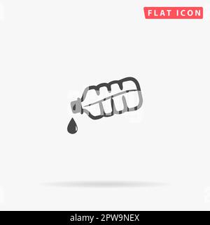 Wasserflasche mit Tropfen. Einfaches flaches schwarzes Symbol mit Schatten auf weißem Hintergrund. Piktogramm zur Vektordarstellung Stock Vektor