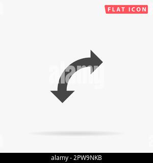 Pfeil drehen. Einfaches flaches schwarzes Symbol mit Schatten auf weißem Hintergrund. Piktogramm zur Vektordarstellung Stock Vektor