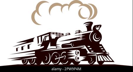 Vintage und Old Locomotive oder Train Silhouette Illustration Stock Vektor